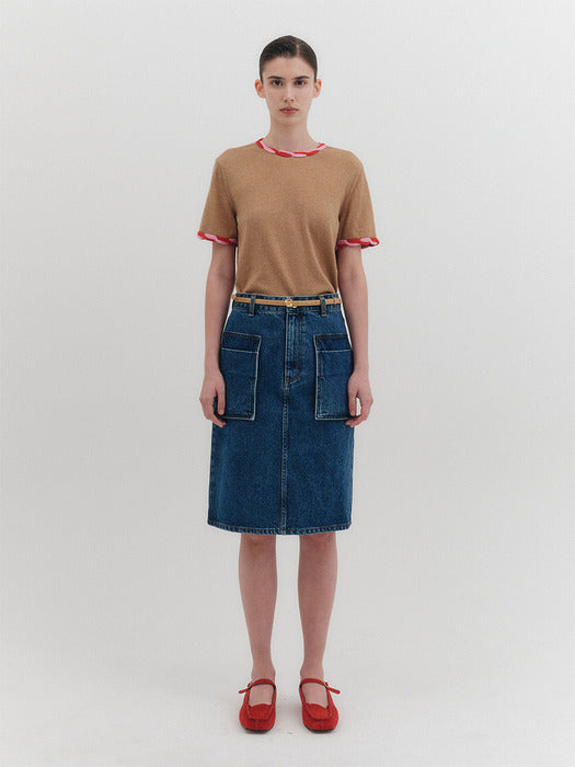 Eenk Pocket Denim Skirt - Denim Blue