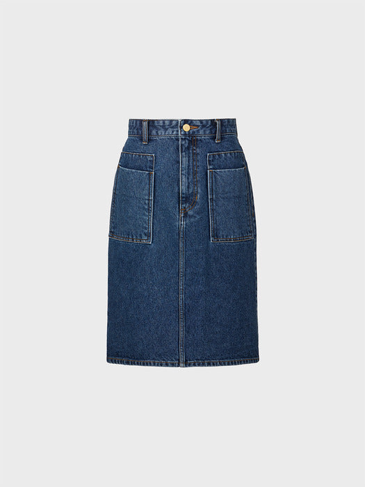 Eenk Pocket Denim Skirt - Denim Blue