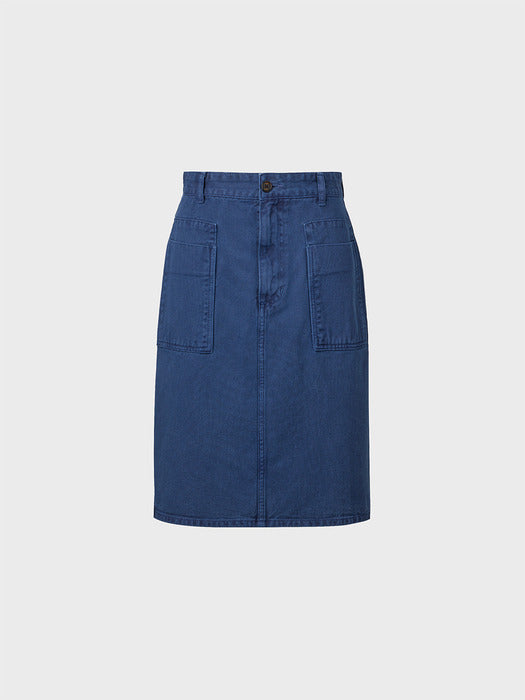 Eenk Pocket Denim Skirt - Navy