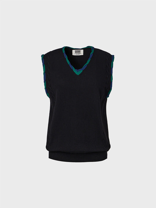 Eenk Twist Edge Knitwear Vest - Black