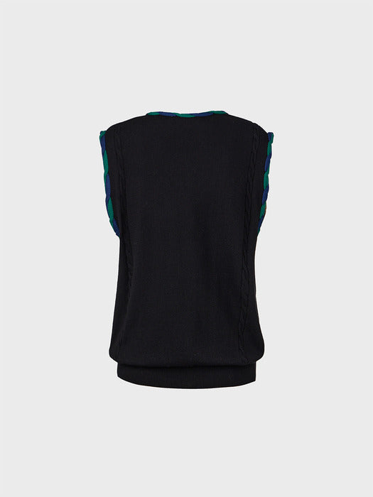 Eenk Twist Edge Knitwear Vest - Black