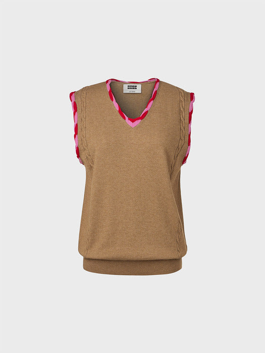 Eenk Twist Edge Knitwear Vest - Beige