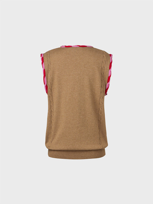 Eenk Twist Edge Knitwear Vest - Beige