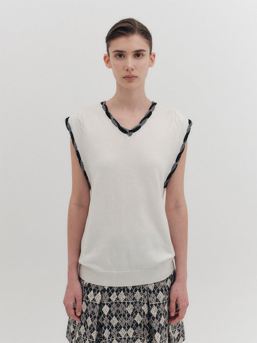 Eenk Twist Edge Knitwear Vest - Ivory