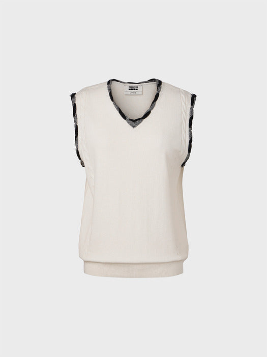 Eenk Twist Edge Knitwear Vest - Ivory