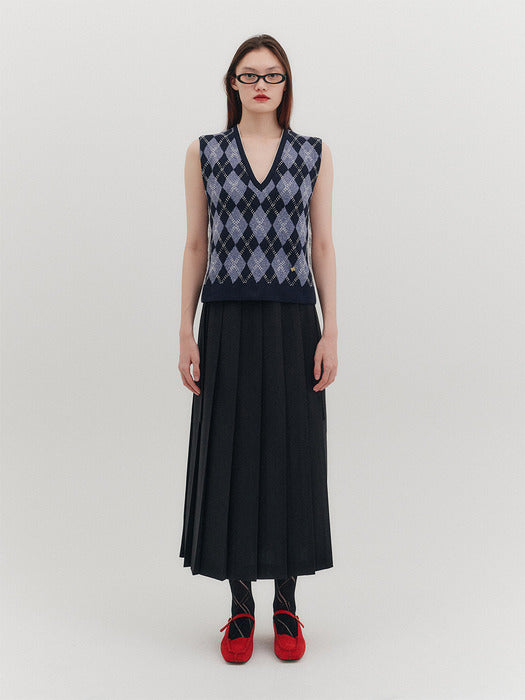 Eenk Argyle Knitwear Vest - Navy