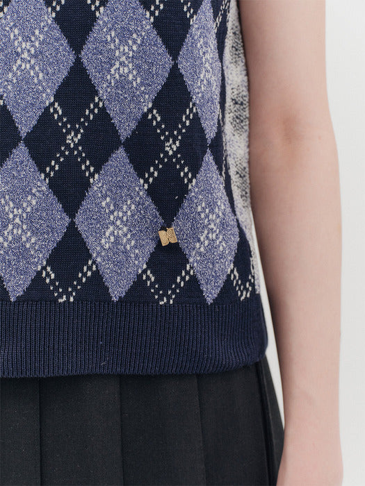 Eenk Argyle Knitwear Vest - Navy