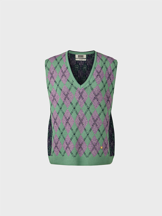 Eenk Argyle Knitwear Vest - Mint