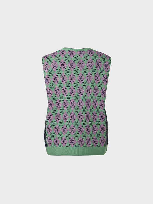 Eenk Argyle Knitwear Vest - Mint