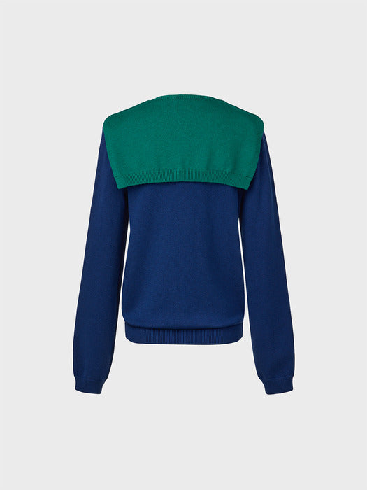 Eenk Muffler Layered Knitwear Top - Navy
