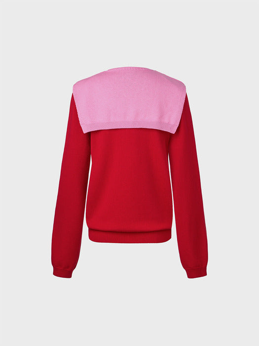 Eenk Muffler Layered Knitwear Top - Red