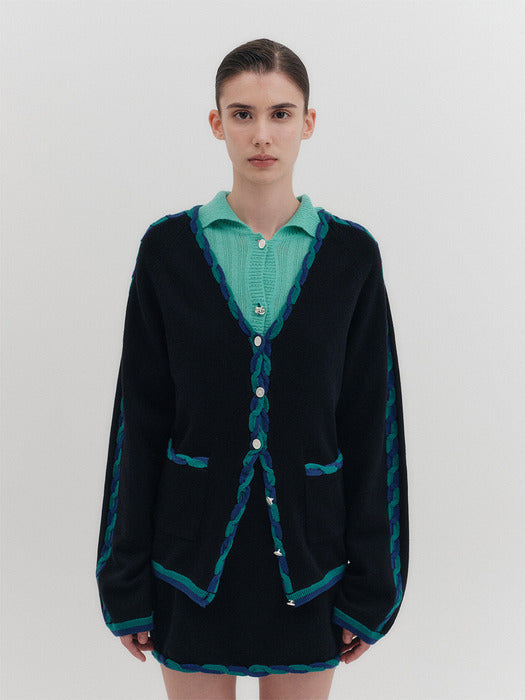Eenk Twist Edge Knitwear Cardigan - Black