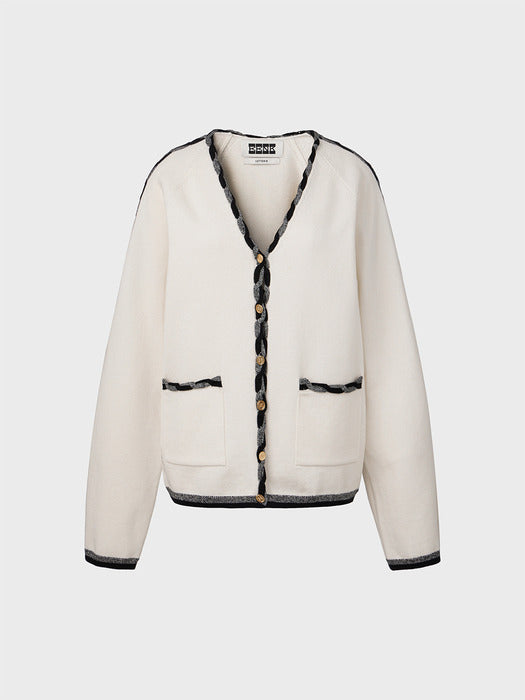 Eenk Twisted Edge Knitwear Cardigan - Ivory