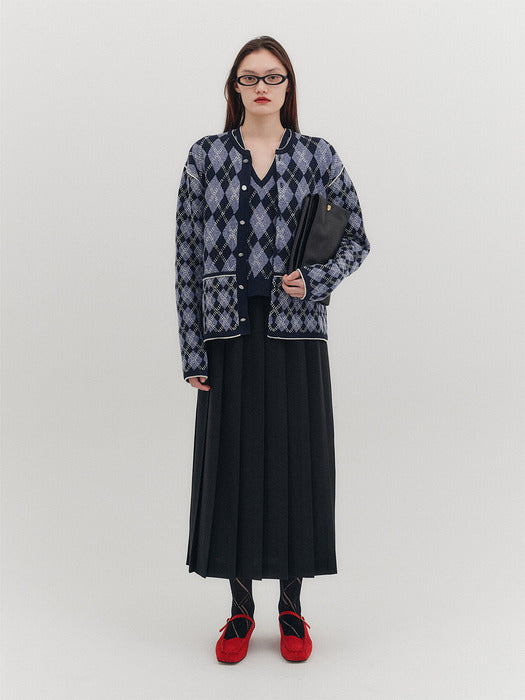 Eenk Argyle Knitwear Cardigan - Navy