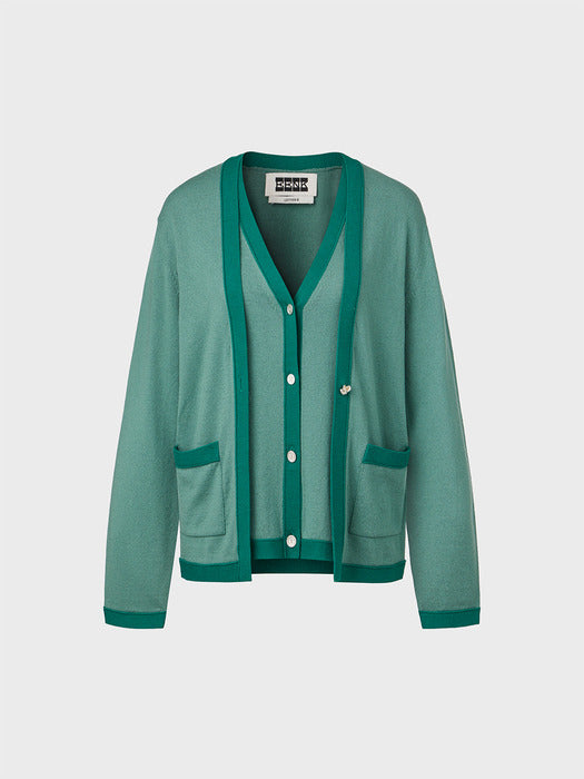 Eenk Layered Knitwear Cardigan - Green