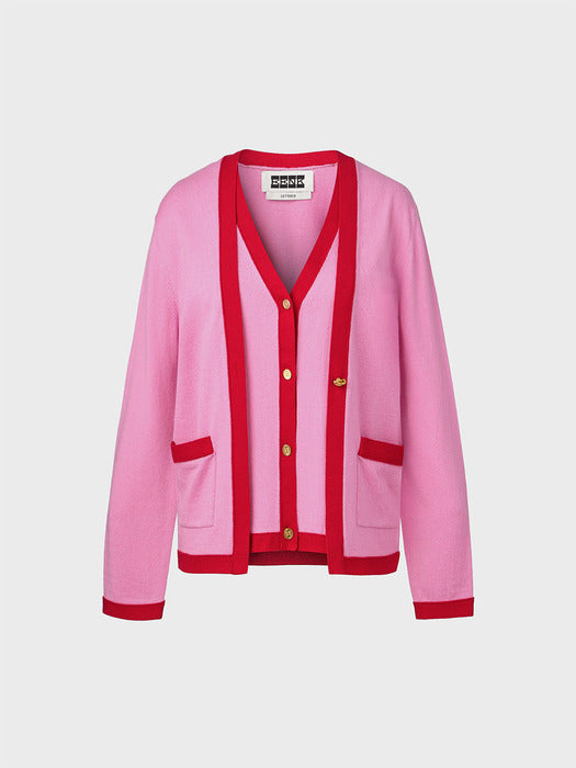 Eenk Layered Knitwear Cardigan - Pink