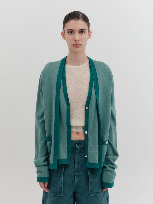 Eenk Layered Knitwear Cardigan - Pink