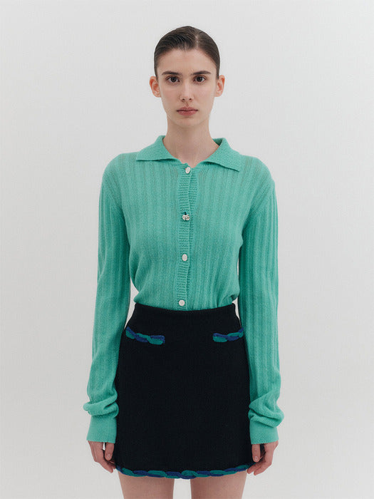 Eenk Collar Knitwear Cardigan - Mint