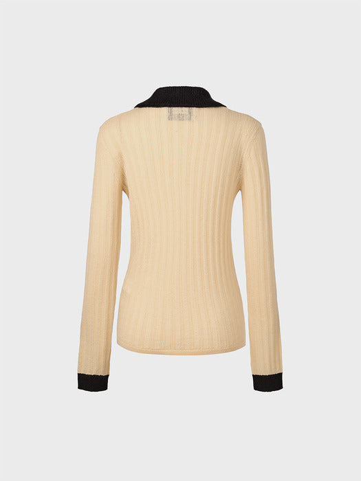 Eenk Collar Knitwear Cardigan - Beige