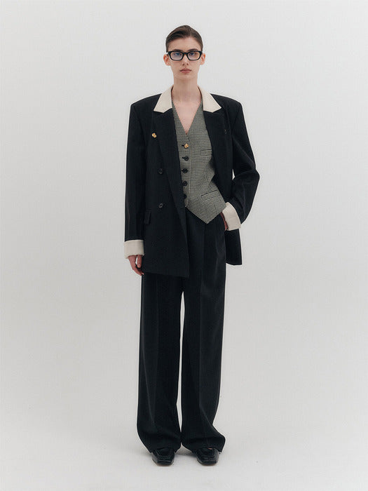 Eenk Two-Tuck Wide Pants - Black