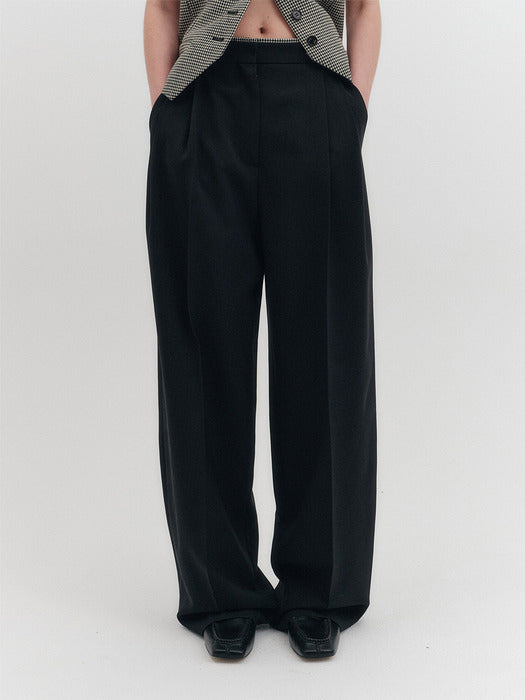 Eenk Two-Tuck Wide Pants - Black