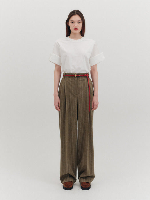Eenk Two-Tuck Wide Pants - Khaki