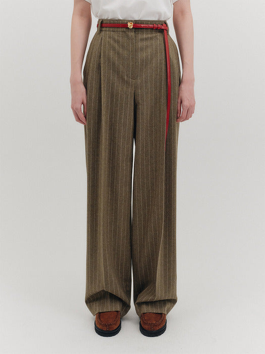 Eenk Two-Tuck Wide Pants - Khaki