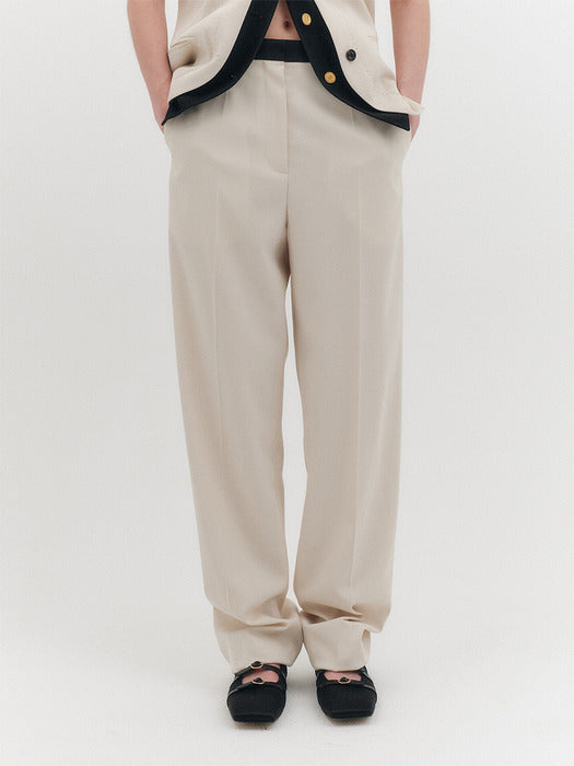 Eenk Color Block Waist Pants - Ivory