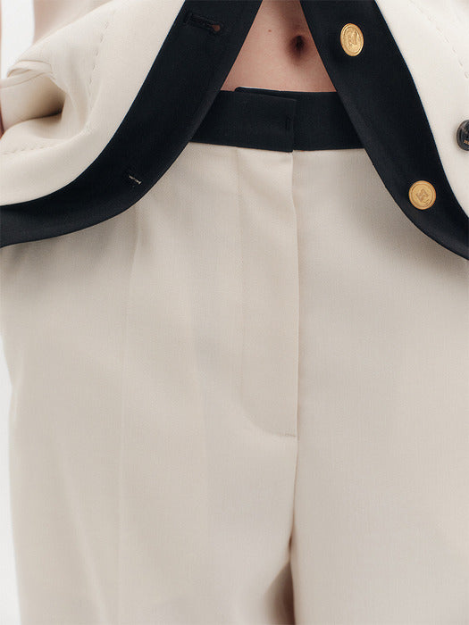 Eenk Color Block Waist Pants - Ivory