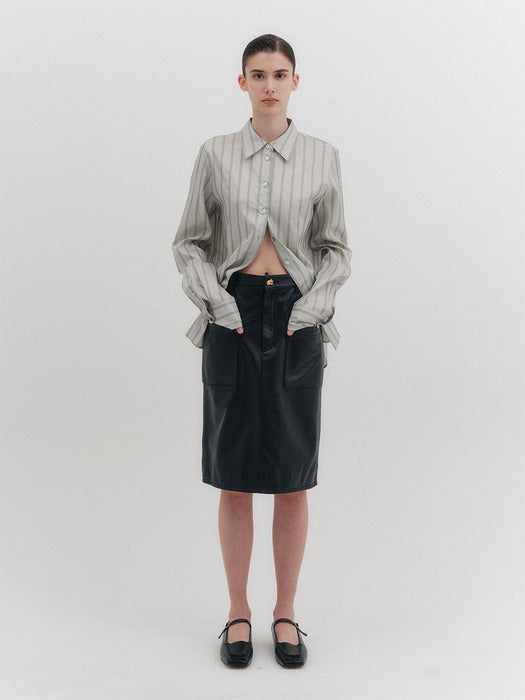 Eenk Pocket Leather Skirt - Black