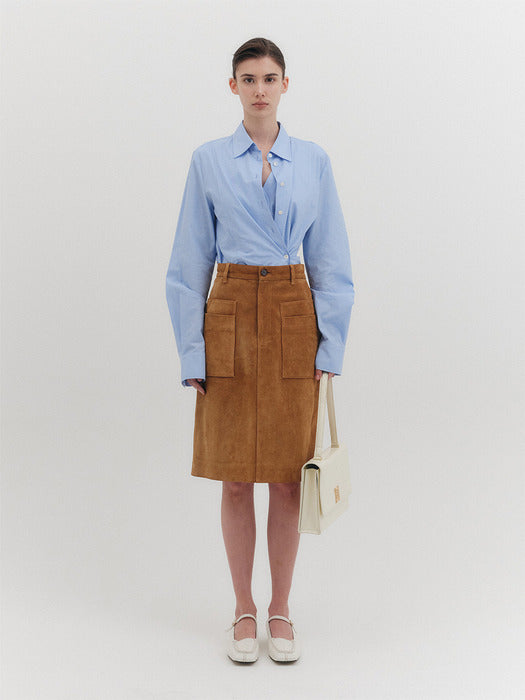 Eenk Pocket Suede Skirt - Camel