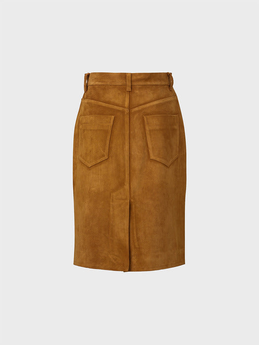 Eenk Pocket Suede Skirt - Camel