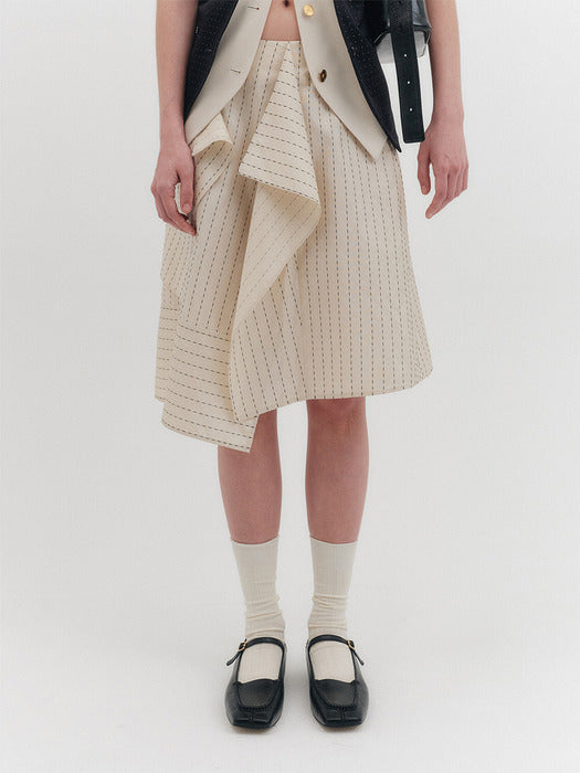 Eenk Drape Mini Skirt - Cream