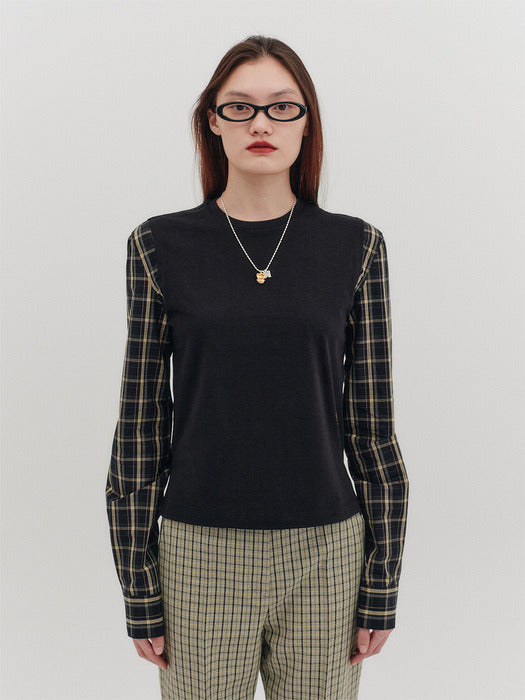 Eenk Color Block Long Sleeve Top - Black
