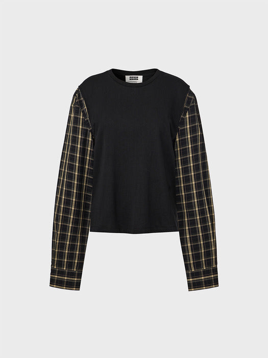 Eenk Color Block Long Sleeve Top - Black