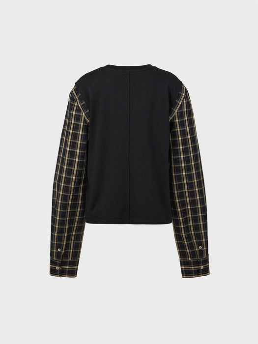 Eenk Color Block Long Sleeve Top - Black