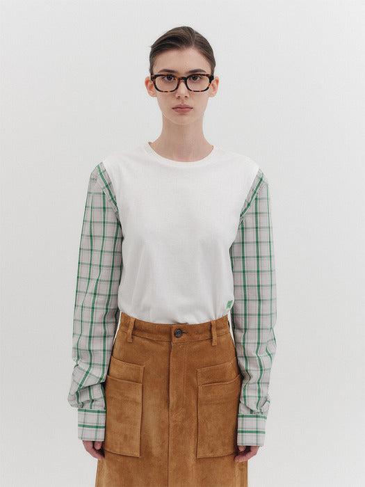 Eenk Color Block Long Sleeve Top - White