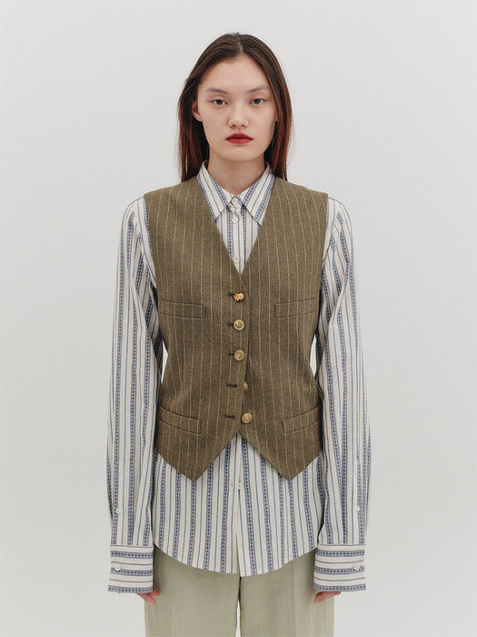 Eenk Tailored Vest - Khaki