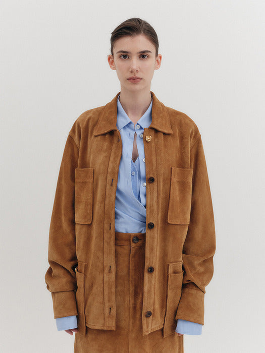 Eenk Pocket Suede Jacket - Camel