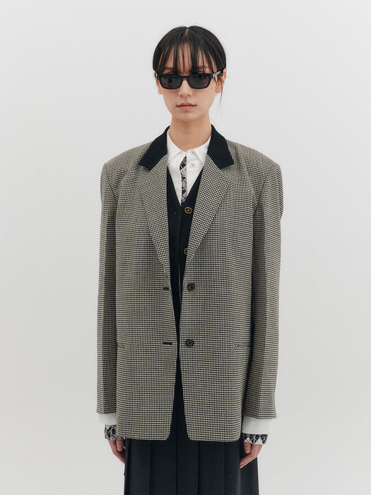 Eenk Color Block Single Breasted Blazer - Black/Ivory