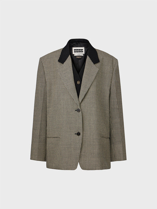Eenk Color Block Single Breasted Blazer - Black/Ivory