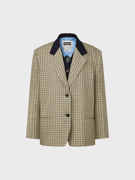 Eenk Color Block Single Breasted Blazer - Sage Green
