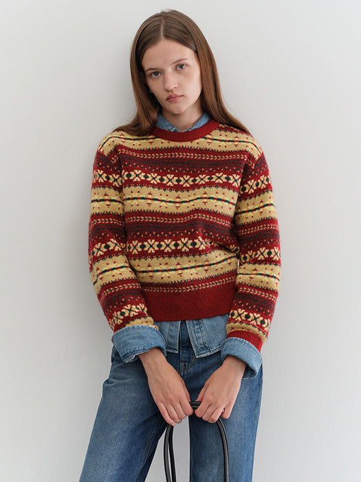[dunst] UNISEX FAIRISLE SWEATER RED_UDSW5C108R2