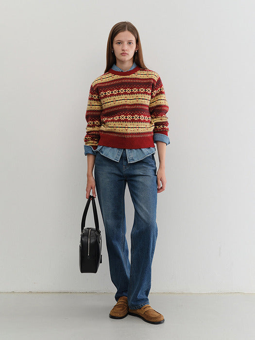 [dunst] UNISEX FAIRISLE SWEATER RED_UDSW5C108R2