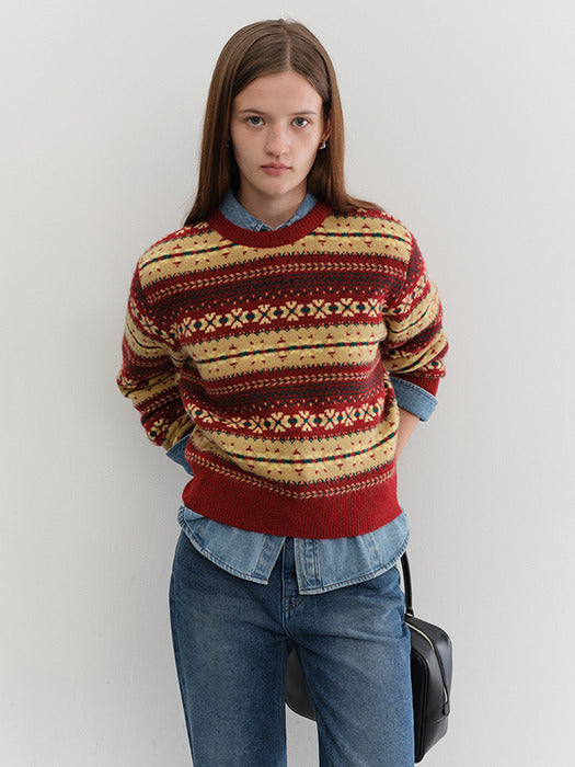 [dunst] UNISEX FAIRISLE SWEATER RED_UDSW5C108R2