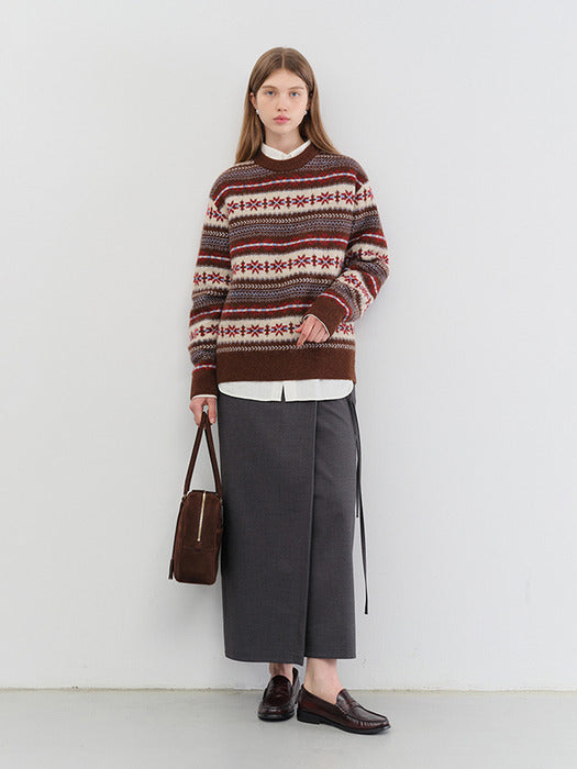 [dunst] UNISEX FAIRISLE SWEATER BROWN_UDSW5C108W2