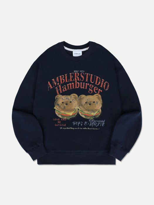 [ambler] Burger Bear Sweatshirts AMM1307 (Navy)