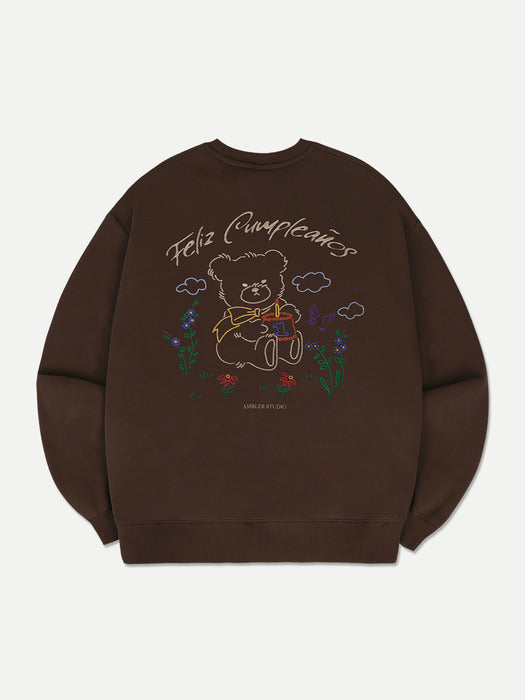 [ambler] Happy birthday Sweatshirts AMM1311 (Brown)