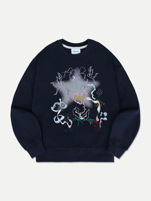 [ambler] Matthiola incana Sweatshirts AMM1315 (Navy)