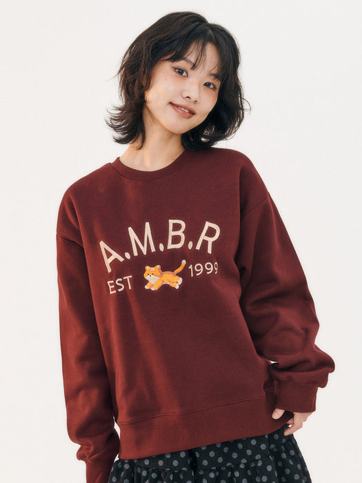 [ambler] Cheese Sweatshirts AMM1317 (Burgundy)